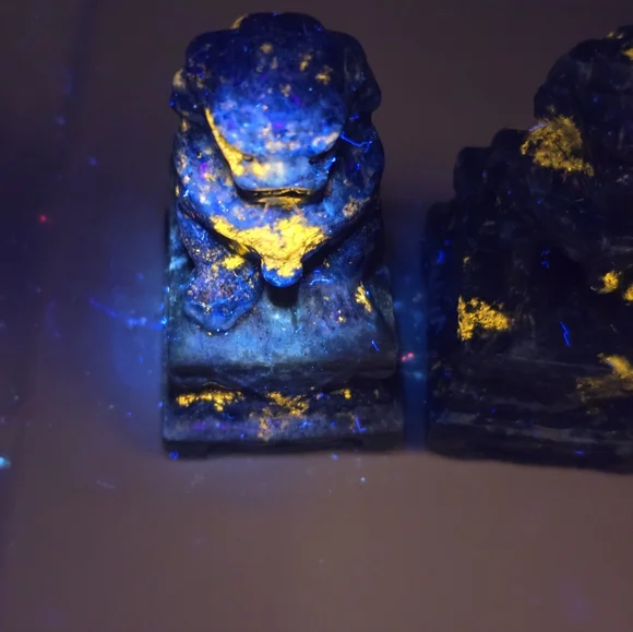 Lapis lazuli Crystal Chinese Foo Dog Carving Set - Picture 10 of 11